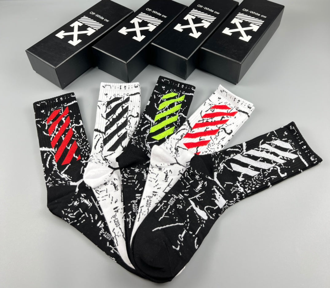 Off-White Cotton Crew Socks