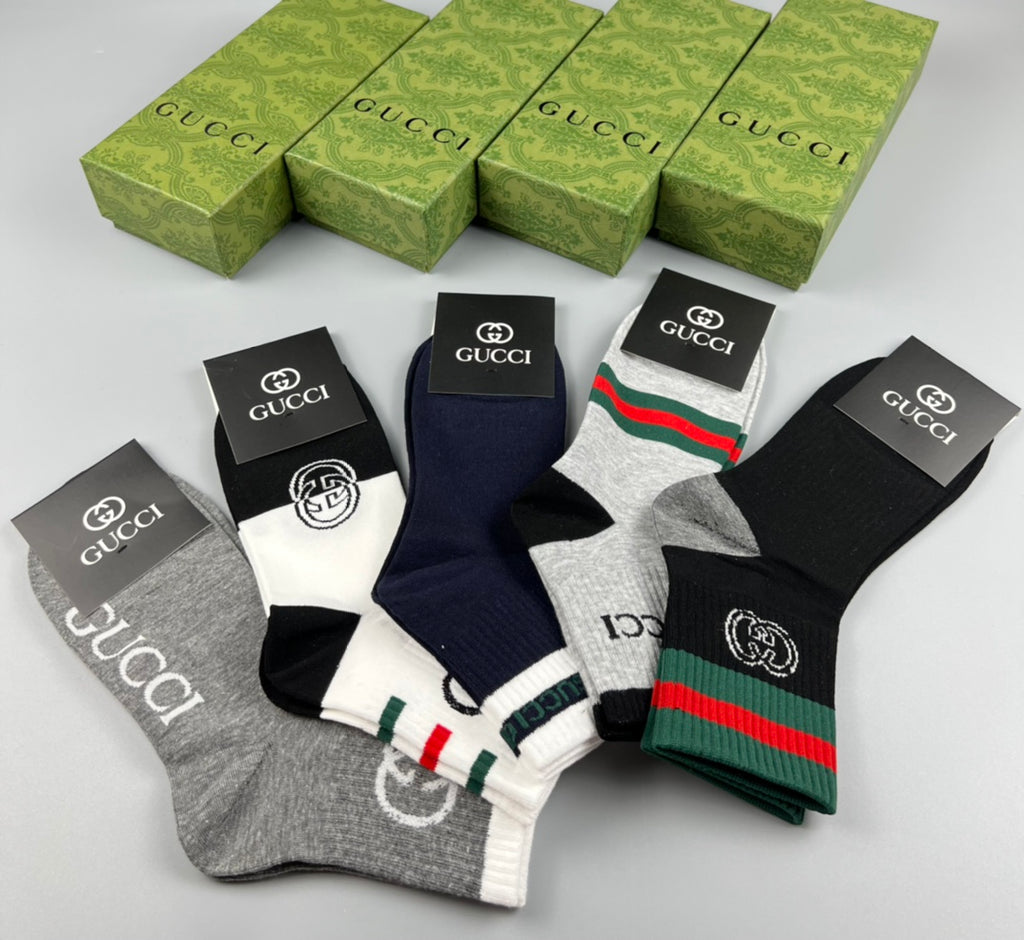 Gucci Red-And-Green Stripe Details Crew Socks - 5-Pair Set