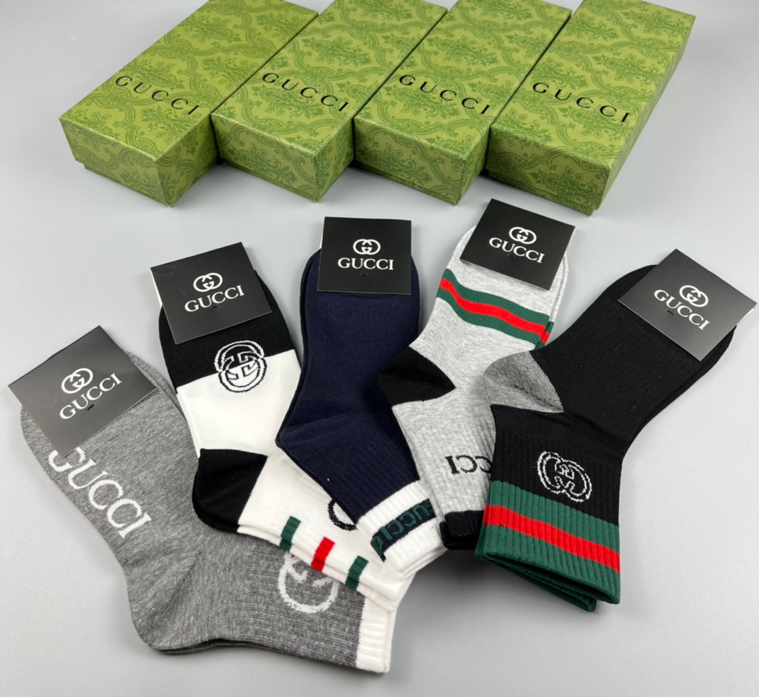 Gucci Web-Stripe Details Crew Socks - 5-Pair Set