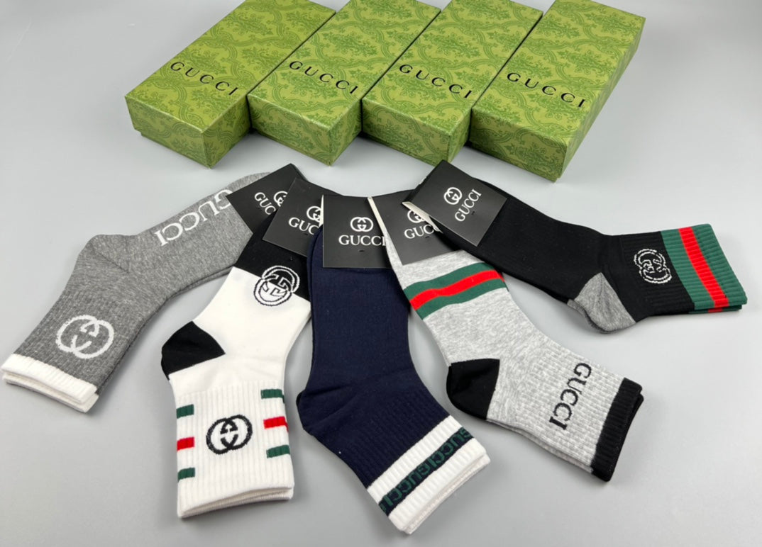 Gucci Web-Stripe Details Crew Socks - 5-Pair Set