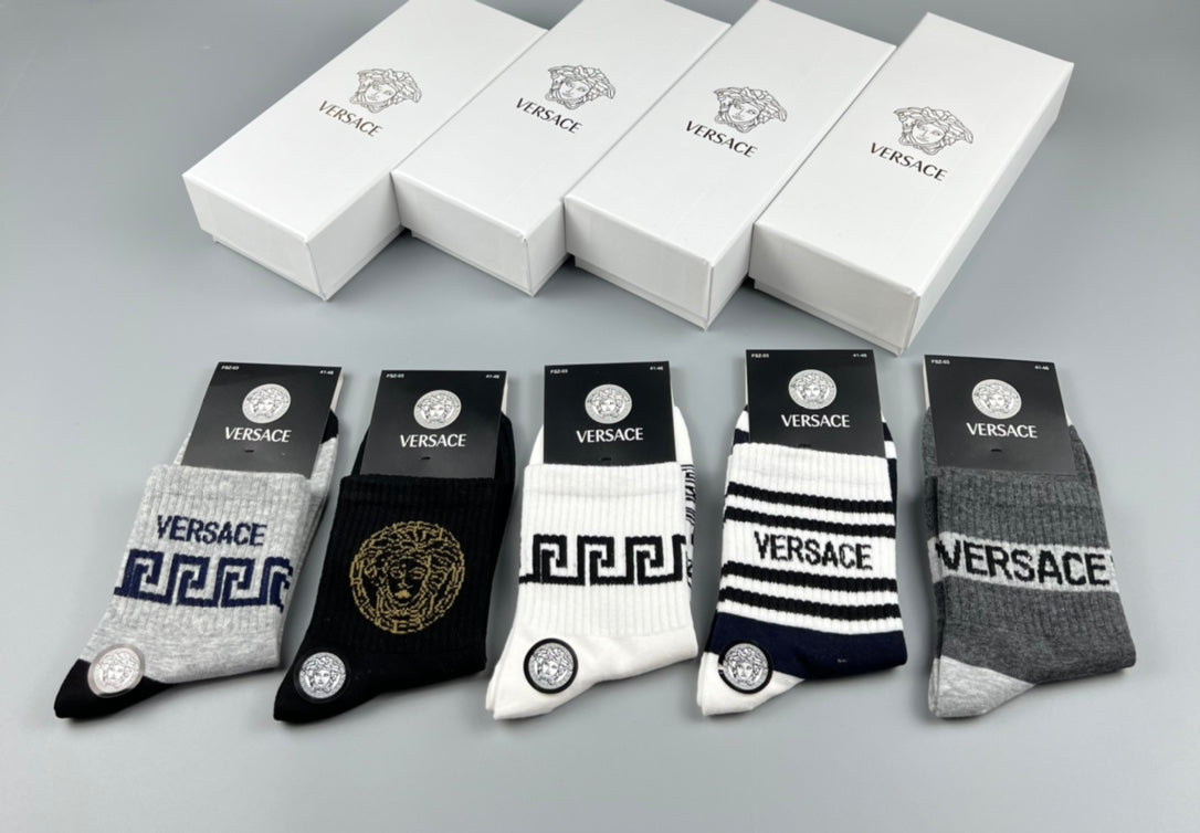 Versace Cotton Crew Socks - 5-Pair Pack