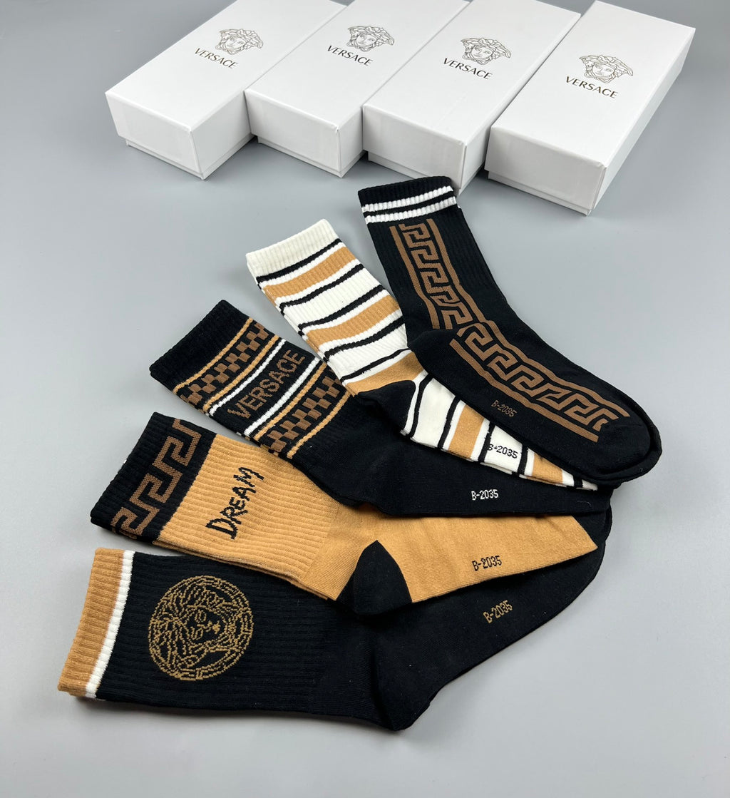 Versace Cotton Crew Socks - 5-Pair Pack