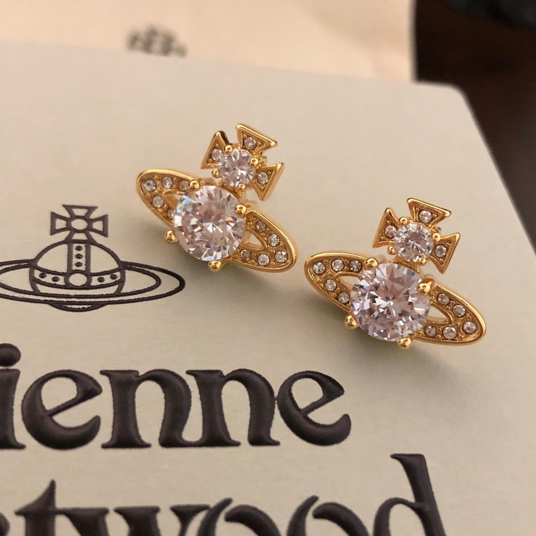 Orb Stud Earrings in Polished Metal-Tone – Design 001 main product view
