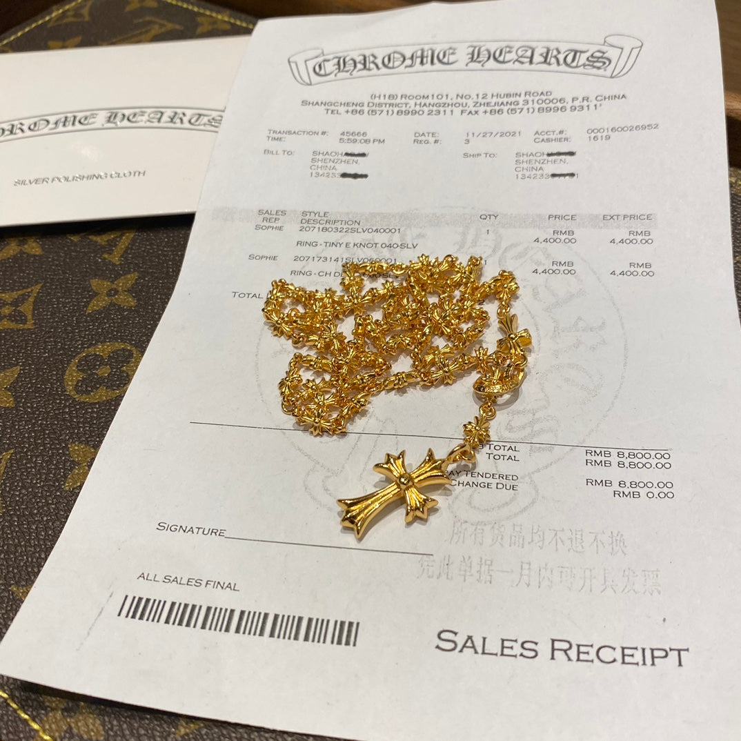Cross Pendant Necklace in Gold-Tone – Ring Motif close-up detail