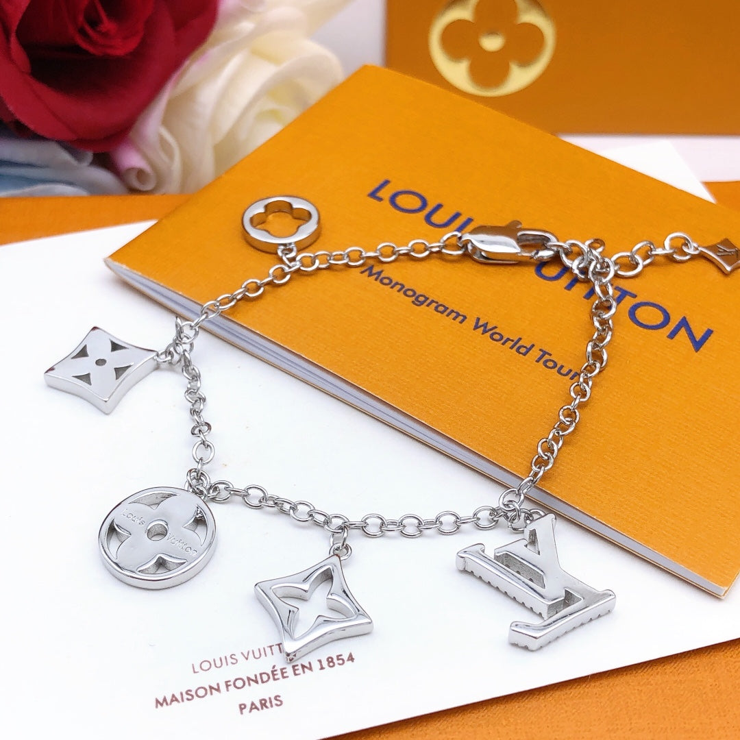 Geometric Emblem Bracelet in Silver-Tone – Silver Detail – Design 018 front product view
