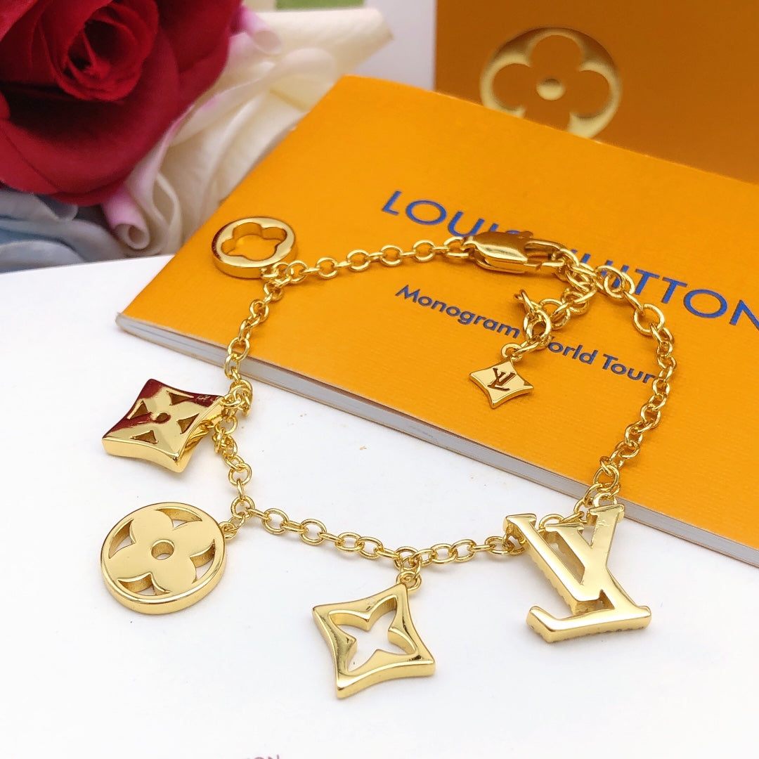 Geometric Emblem Bracelet in Gold-Tone – Design 052 front product view