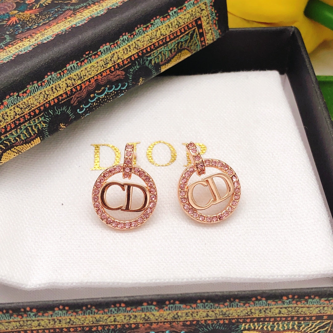 Floral Motif Pendant Necklace in Rose-Gold-Tone with Crystal-Style Accents – Design 002 front view
