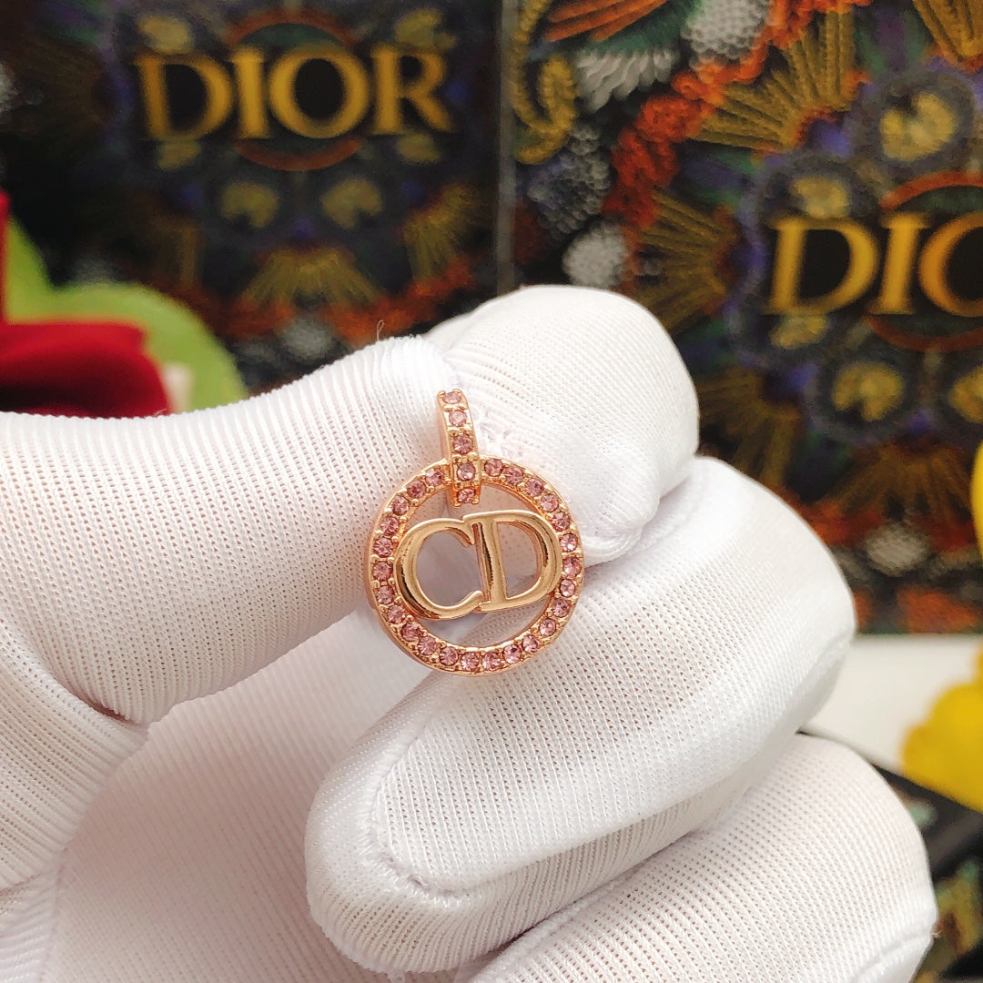Floral Motif Pendant Necklace in Rose-Gold-Tone with Crystal-Style Accents – Design 002 main product view