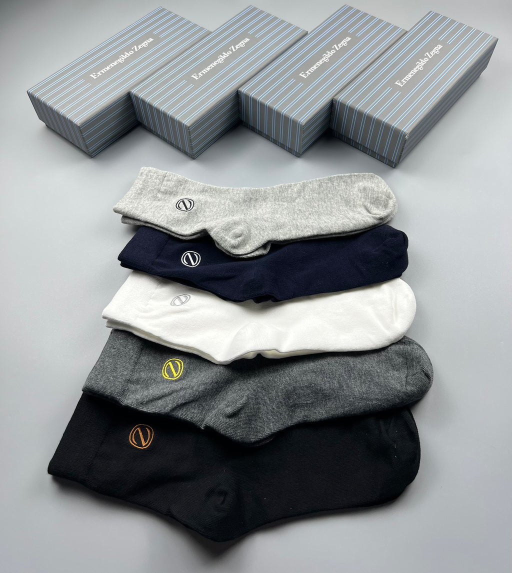 Zegna Cotton Crew Socks - 5-Pair Pack