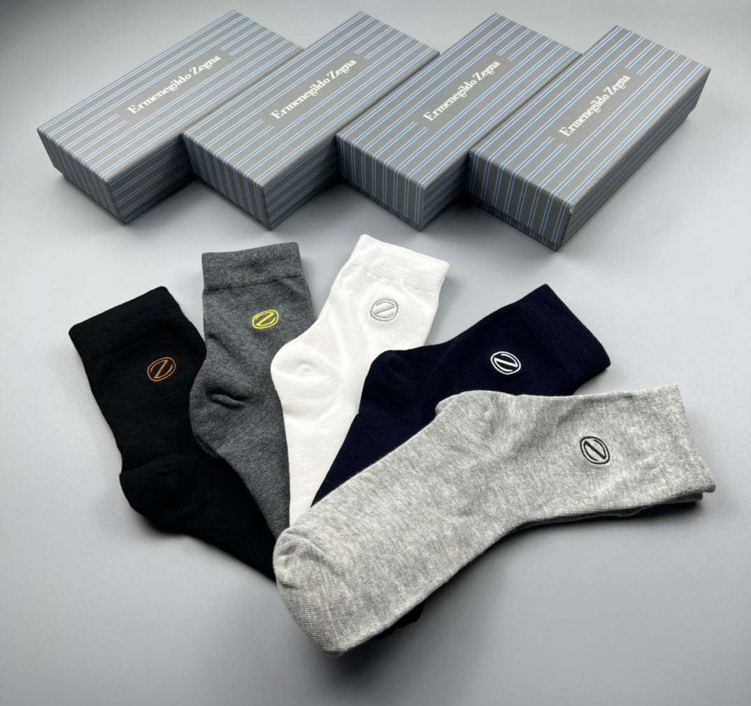 Zegna Cotton Crew Socks - 5-Pair Pack