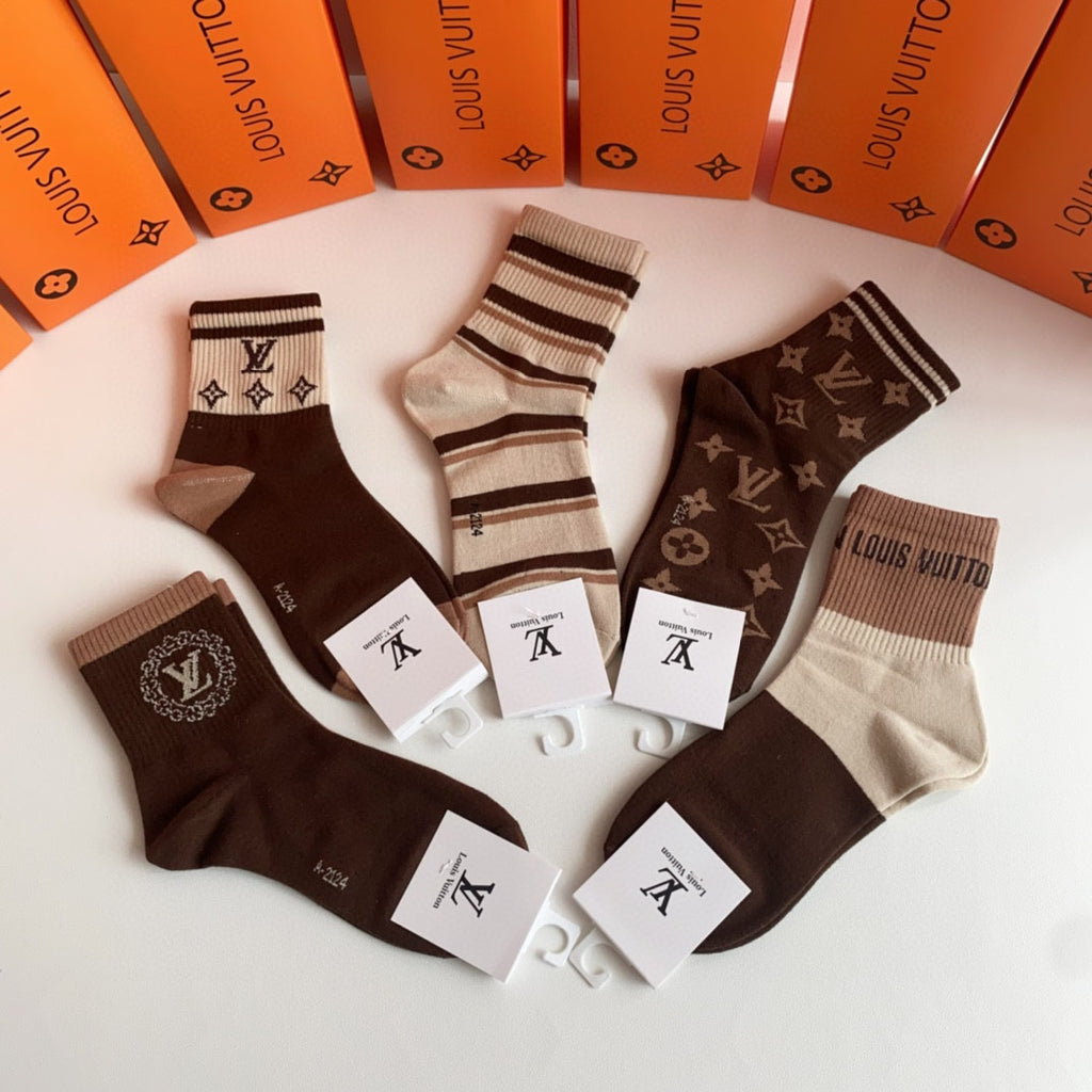 Unbranded Monogram Ankle Socks - 5-Pair Box