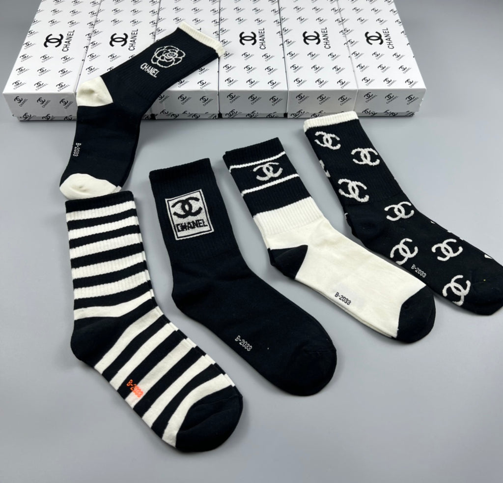 Chanel Cotton Crew Socks - 5-Pair Pack