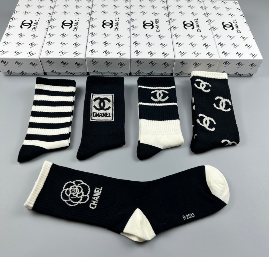 Chanel Cotton Crew Socks - 5-Pair Pack