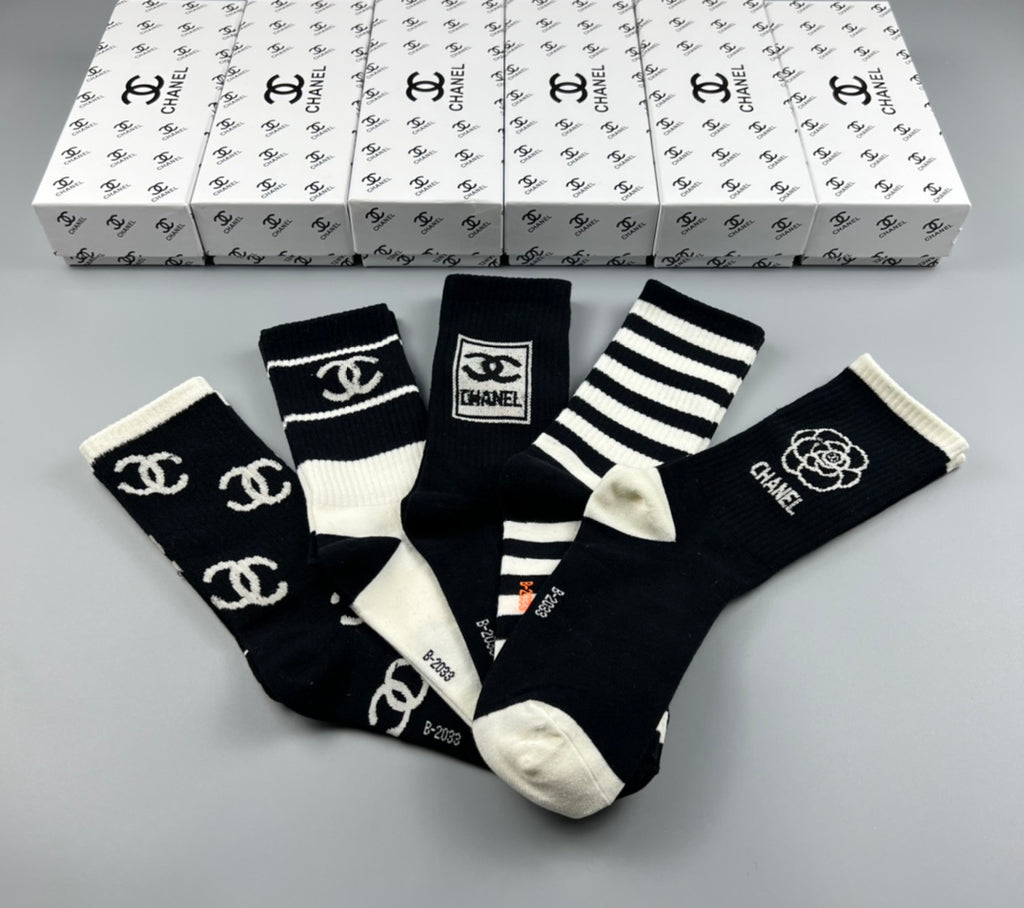 Chanel Cotton Crew Socks - 5-Pair Pack