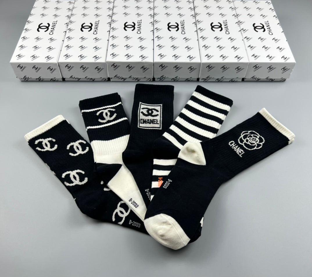 Chanel Cotton Crew Socks - 5-Pair Pack
