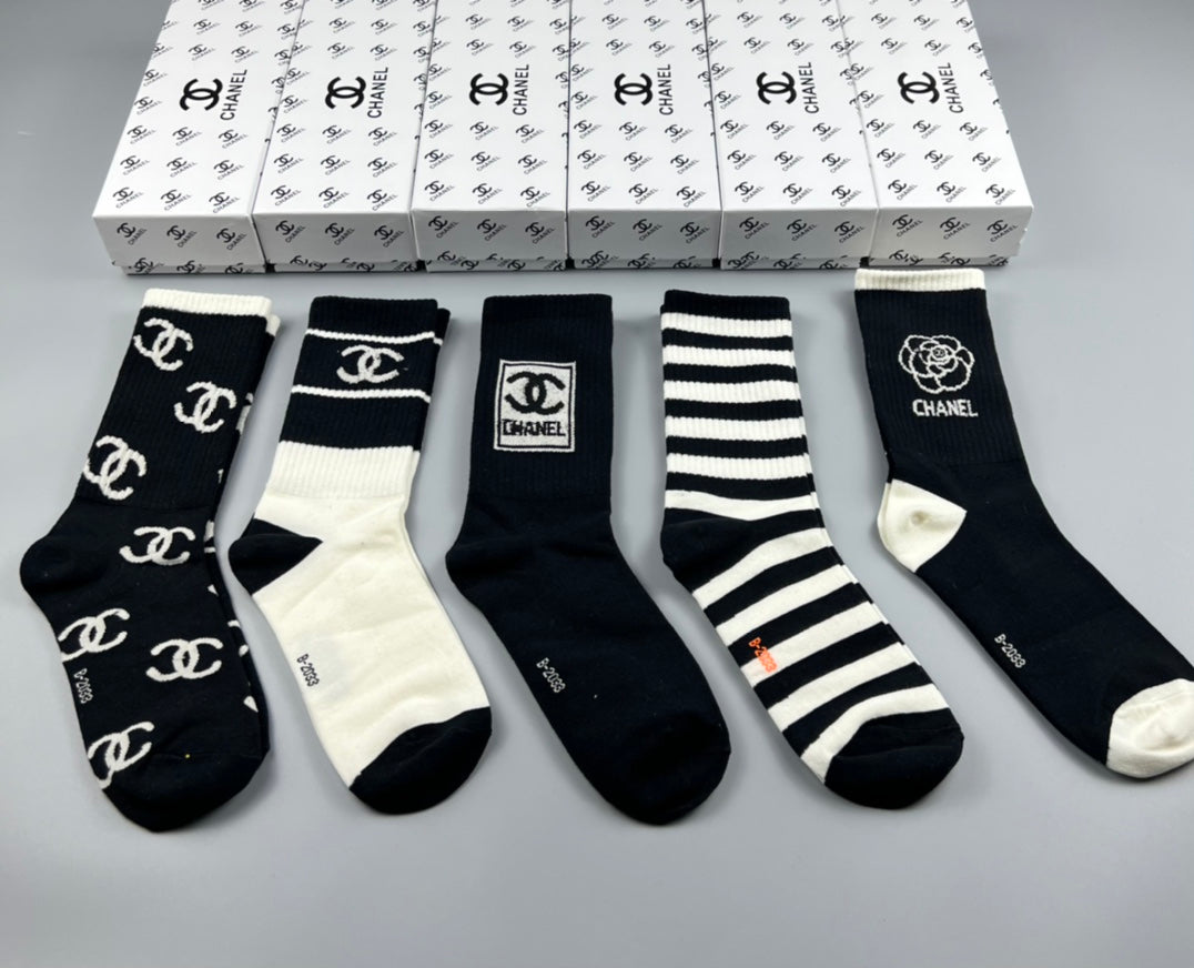 Chanel Cotton Crew Socks - 5-Pair Pack