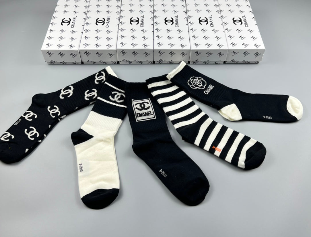 Chanel Cotton Crew Socks - 5-Pair Pack