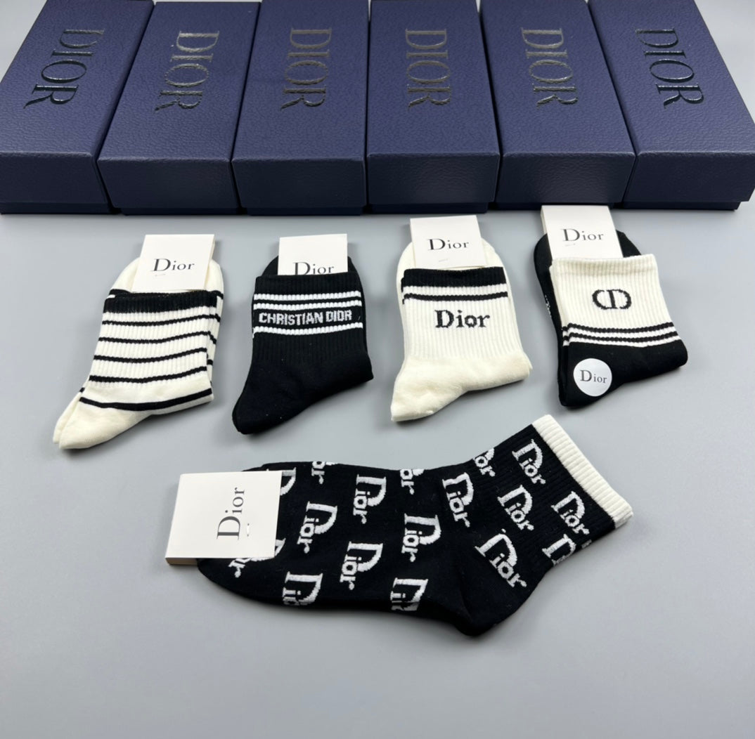 Dior Cotton Crew Socks - 5-Pair Pack