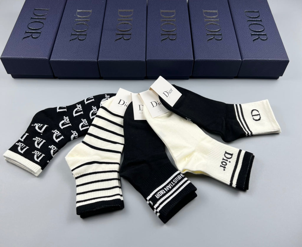 Dior Cotton Crew Socks - 5-Pair Pack