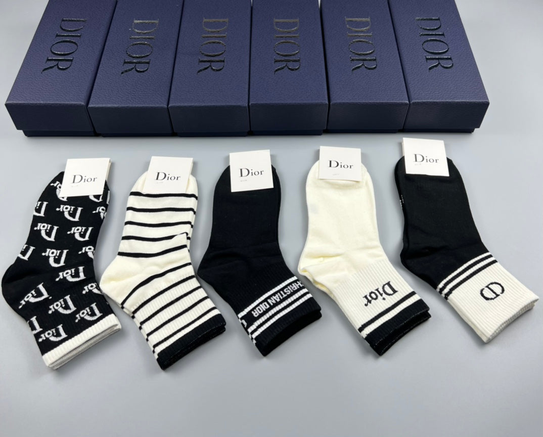 Dior Cotton Crew Socks - 5-Pair Pack