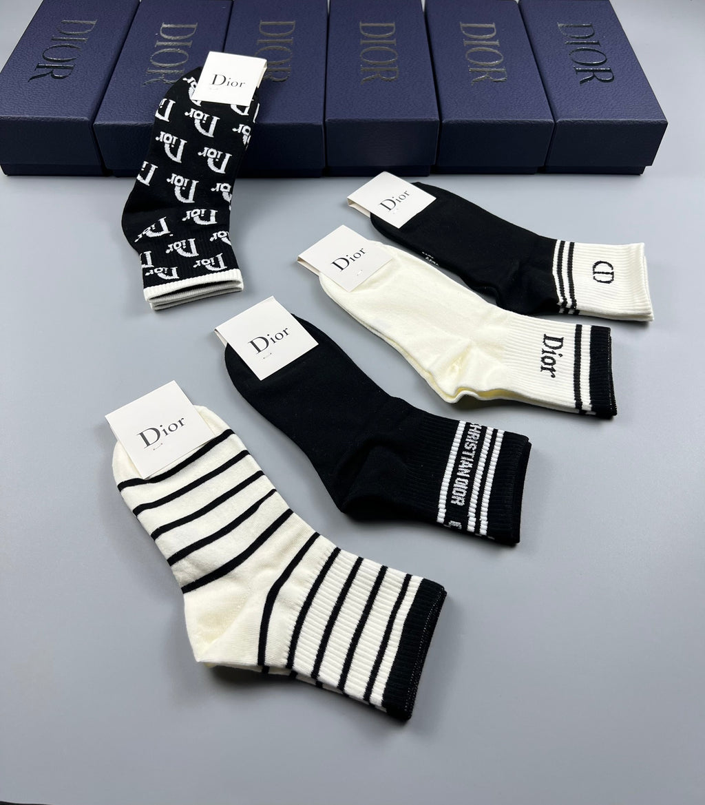 Dior Cotton Crew Socks - 5-Pair Pack