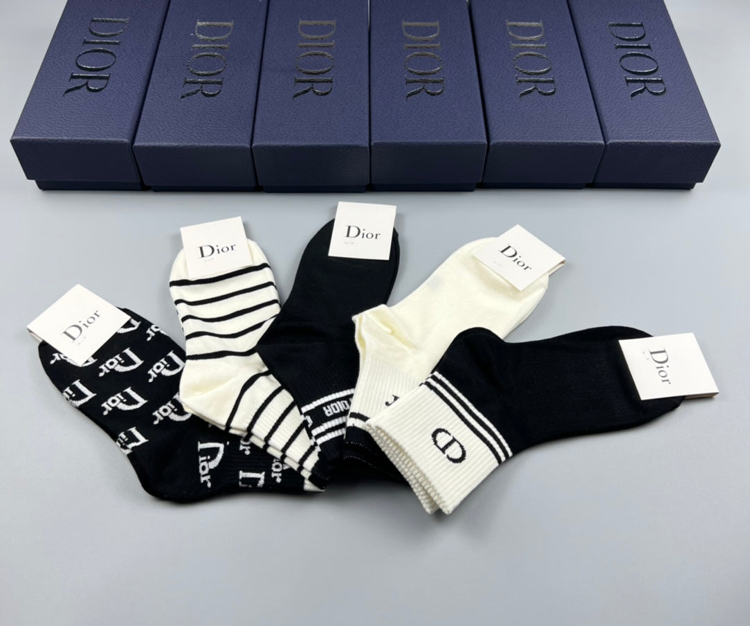 Dior Cotton Crew Socks - 5-Pair Pack