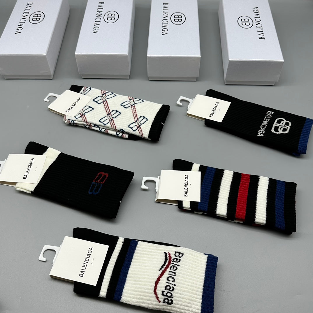 Balenciaga Crew Socks - 5-Pair Pack