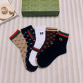 Gucci Monogram Web-Stripe Crew Socks - Box of 5 Pairs