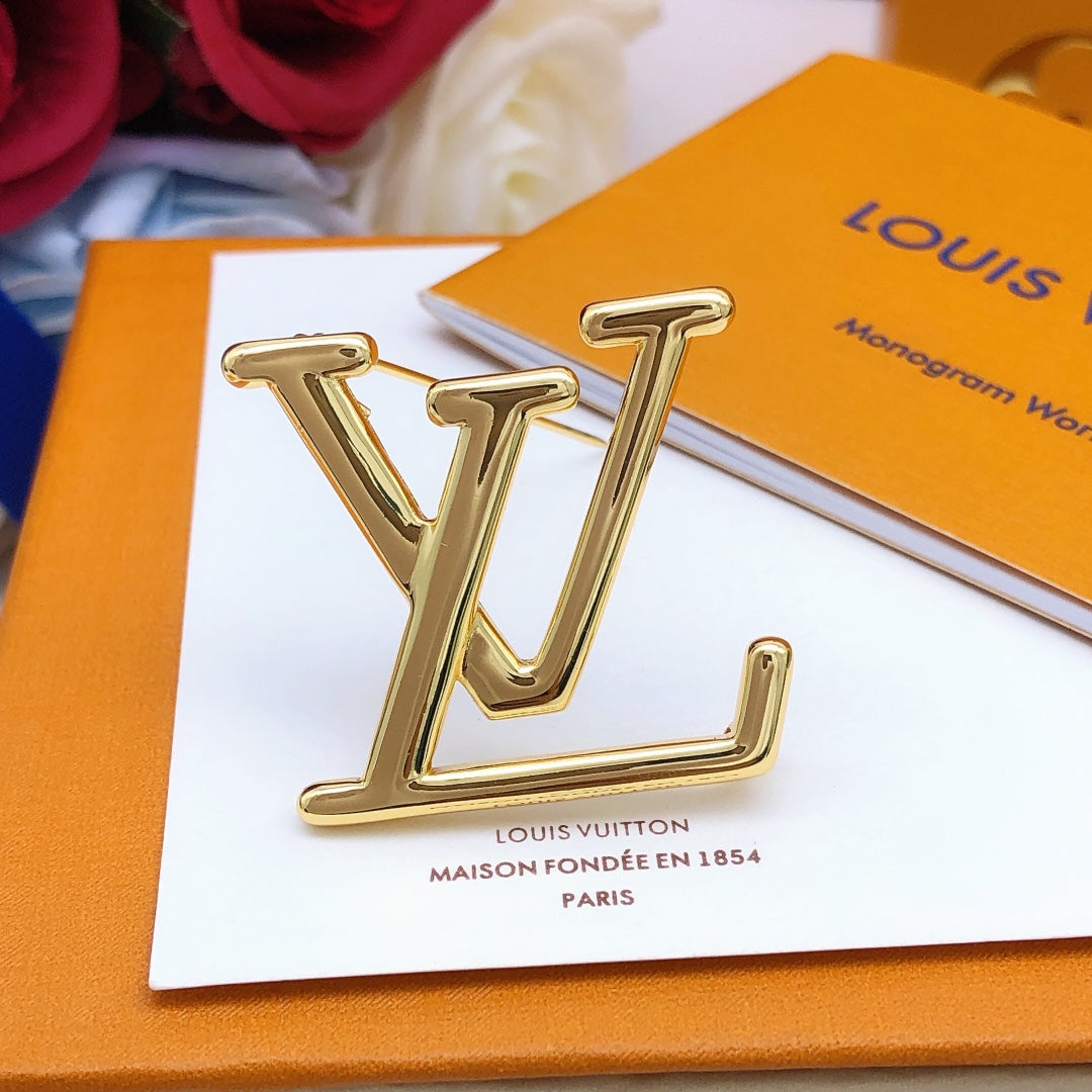 Geometric Emblem Brooch in Gold-Tone – Design 001 main product view