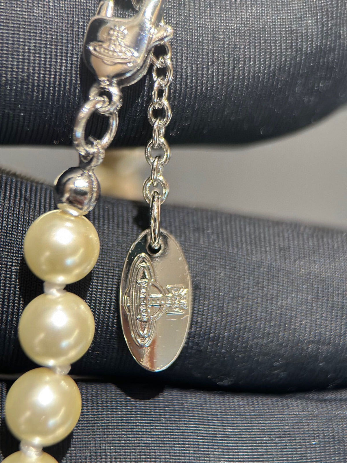 Orb Pendant Necklace in Polished Metal-Tone – Pearl Detail – Design 013 front product view