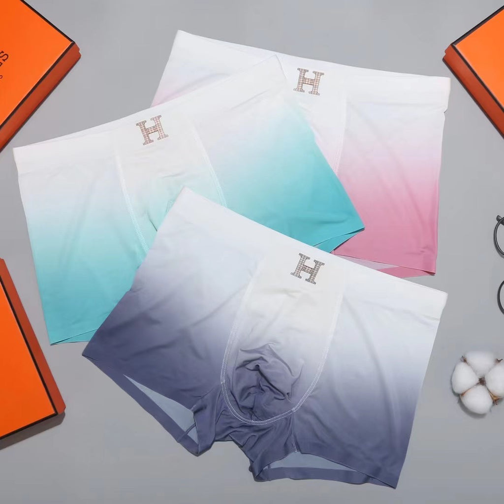 Hermes Pink, Mint And Navy Gradient Boxer Briefs Men's Boxer Briefs - 3-Piece Box