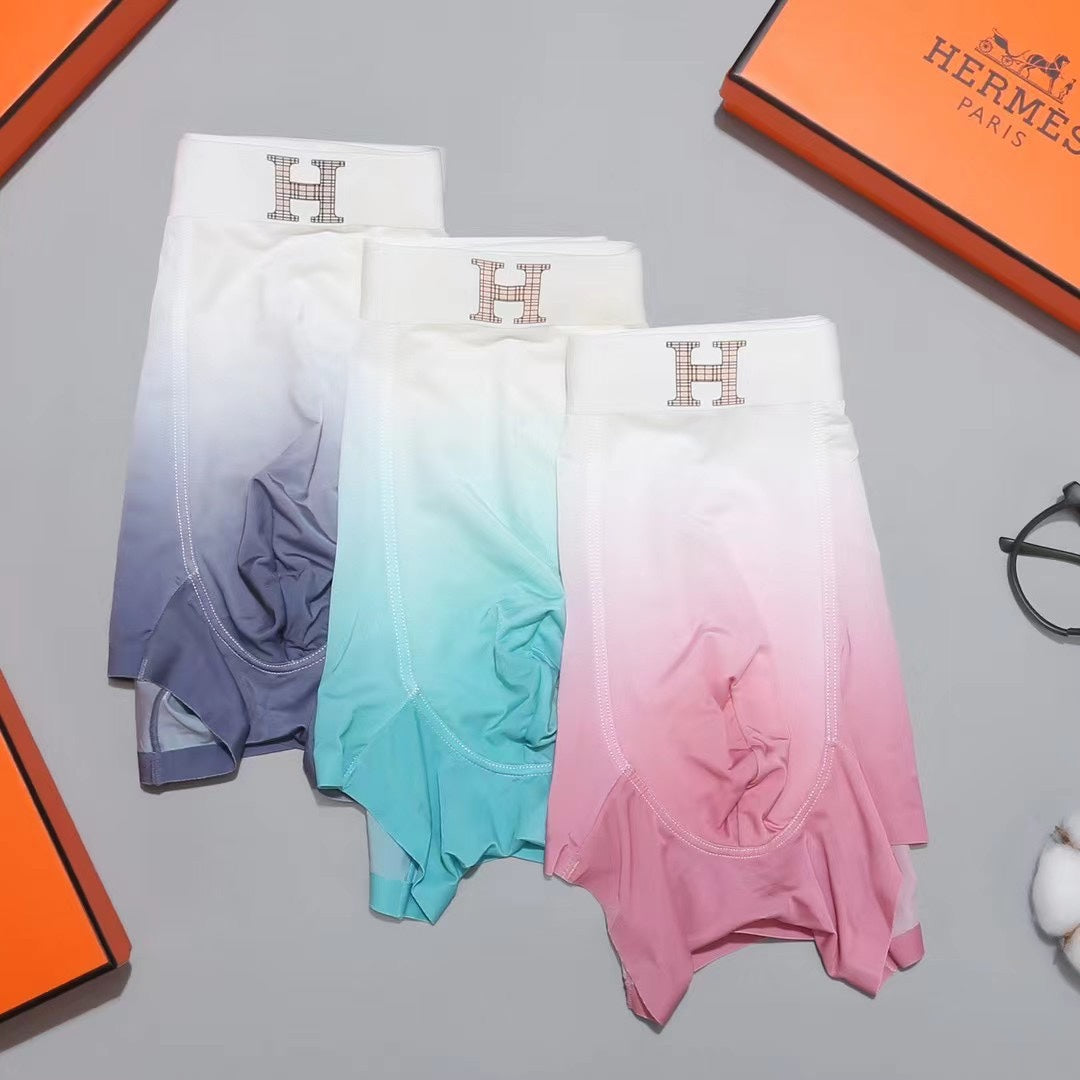 Hermes Pink, Mint And Navy Gradient Boxer Briefs Men's Boxer Briefs - 3-Piece Box