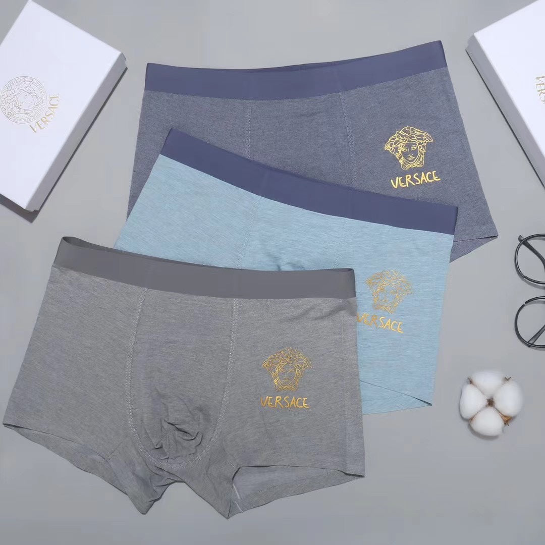 Versace Gold-Tone Medallion Details Men's Boxer Briefs - 3-Piece Box