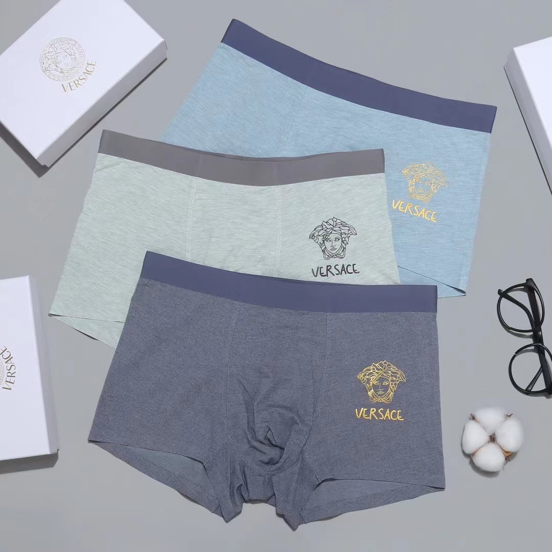 Versace Clean Logo Waistbands Men's Boxer Briefs - 3-Piece Box