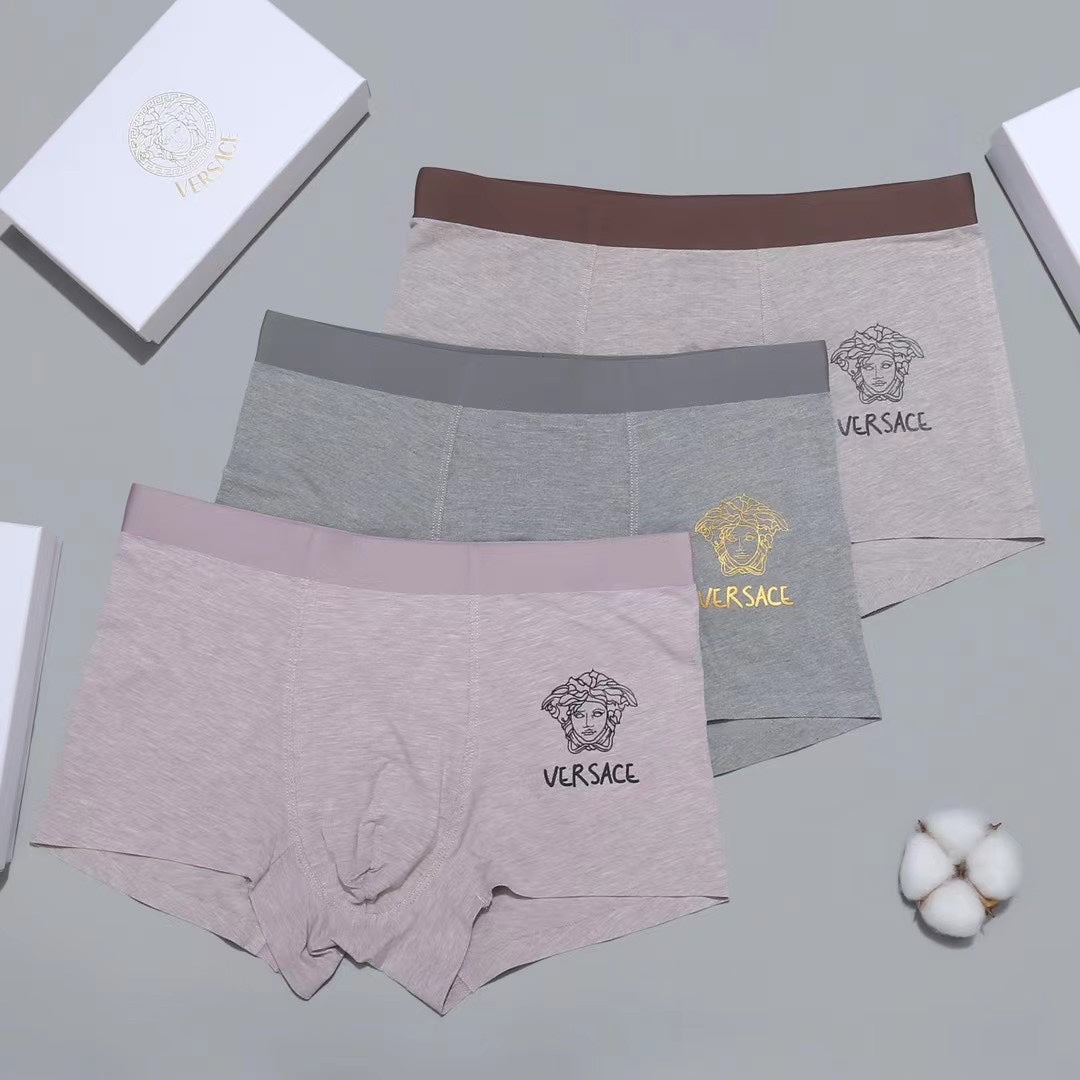 Versace Gold-Tone Medallion Details Men's Boxer Briefs - 3-Piece Box
