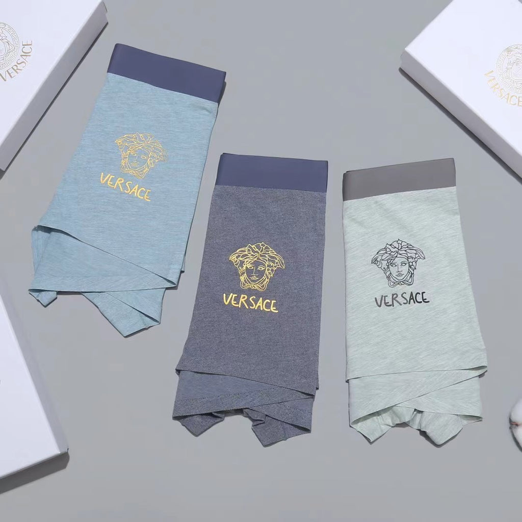 Versace Clean Logo Waistbands Men's Boxer Briefs - 3-Piece Box