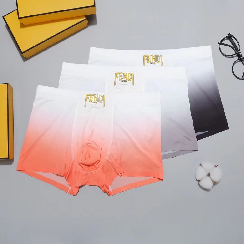 Fendi Visible Colour, Waistband And Emblem Details Men's Boxer Briefs - 3-Piece Box