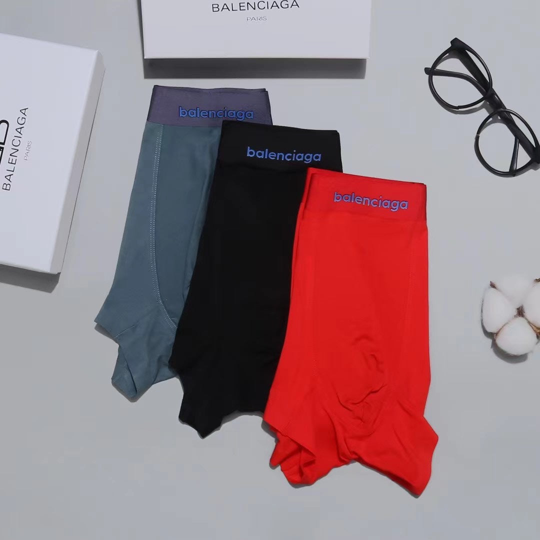 Balenciaga Contrast Waistband Men's Trunk Underwear - 3-Piece Box