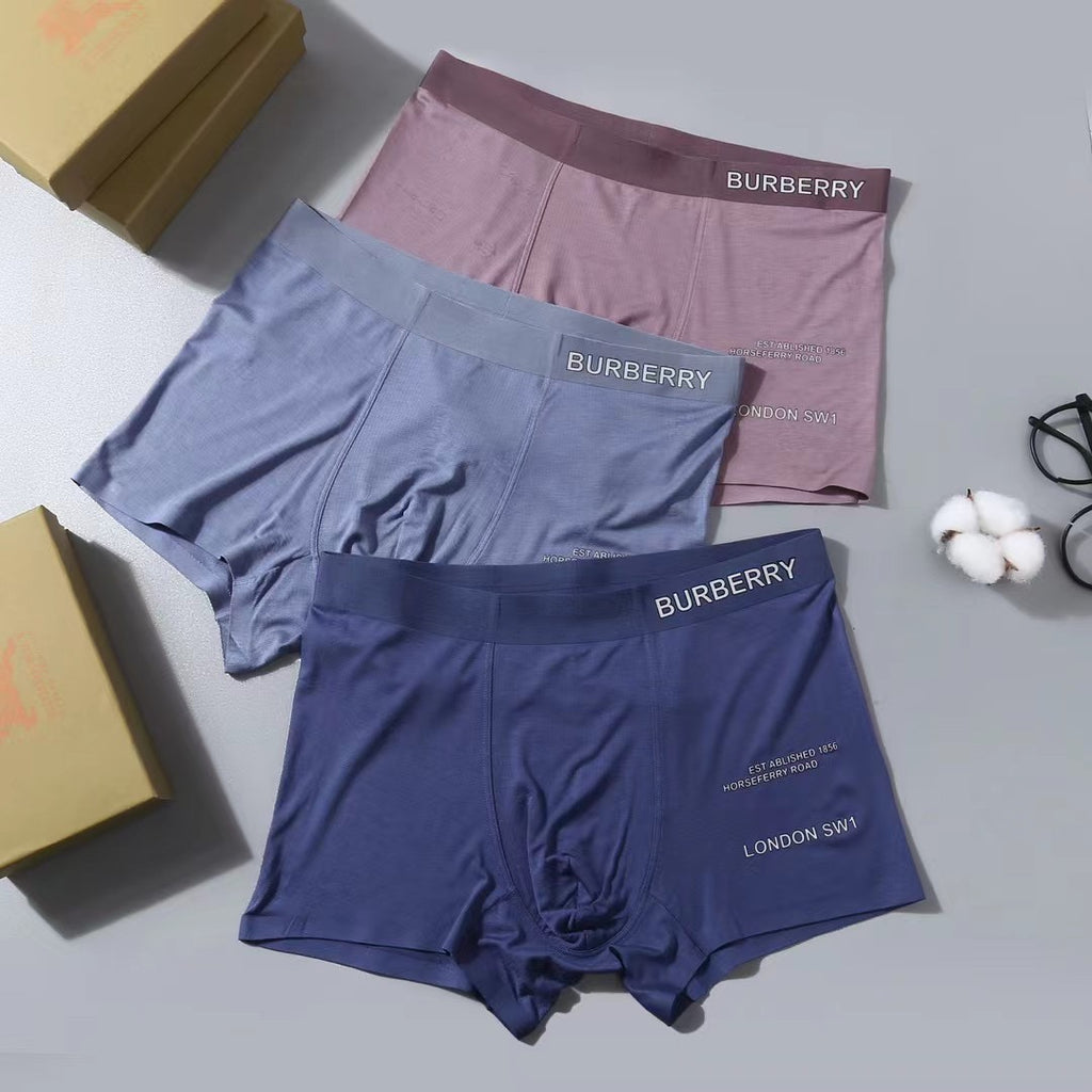 Burberry Clean Wordmark Waistbands Men's Boxer Briefs - 3-Piece Box
