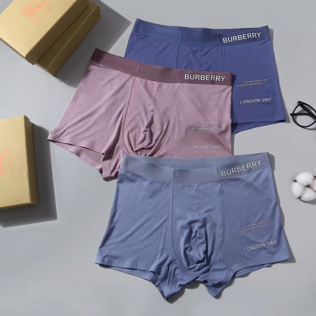 Burberry Clean Wordmark Waistbands Men's Boxer Briefs - 3-Piece Box