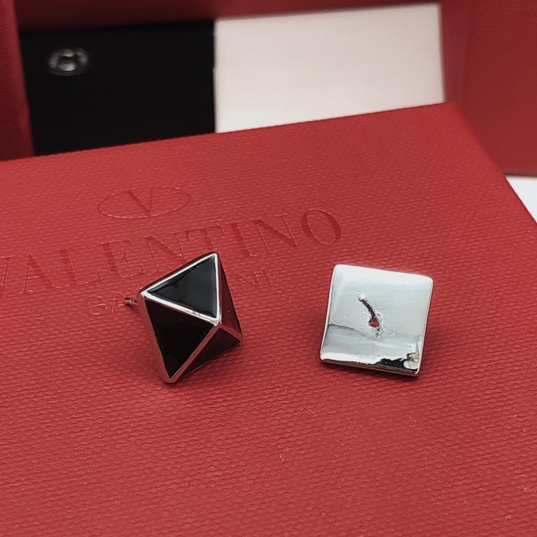 Signature Emblem Stud Earrings in Gold-Tone – Black styled detail