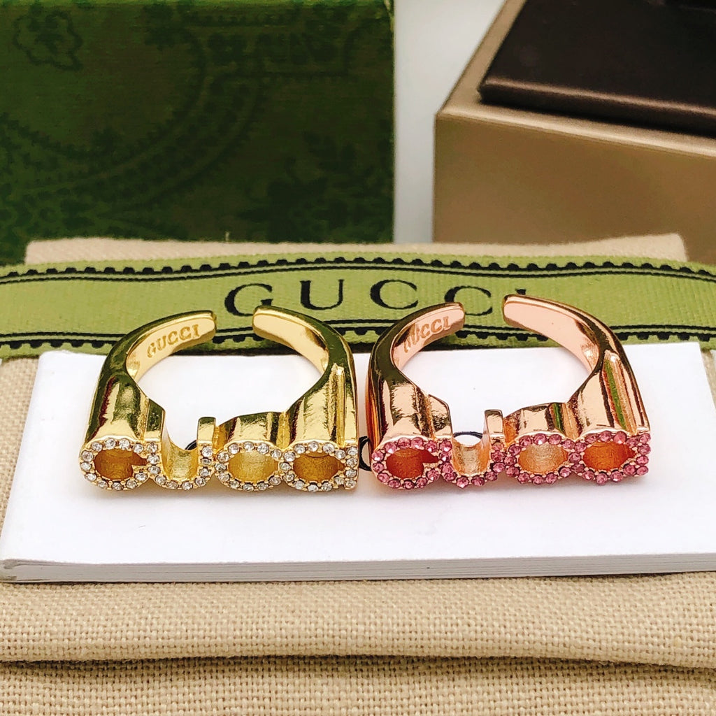 Letter Emblem Statement Ring in Gold-Tone styled product view