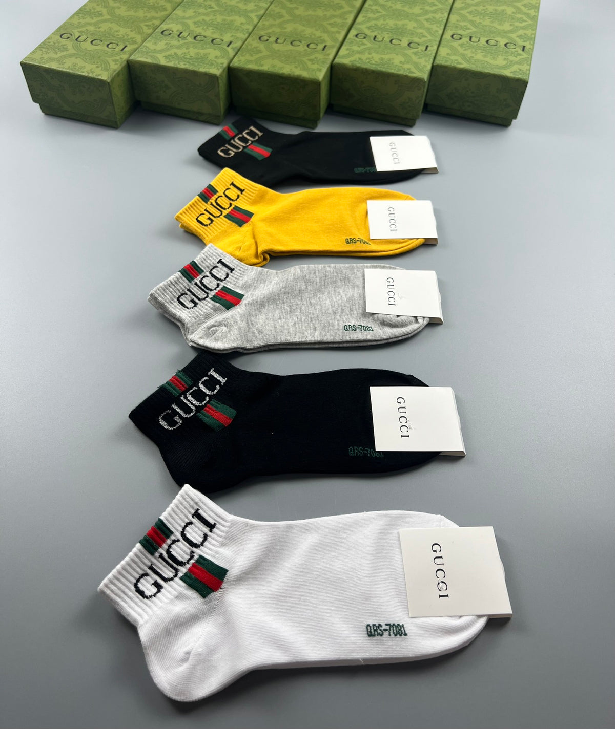Gucci Color-Pop Logo Crew Socks - Box of 5 Pairs