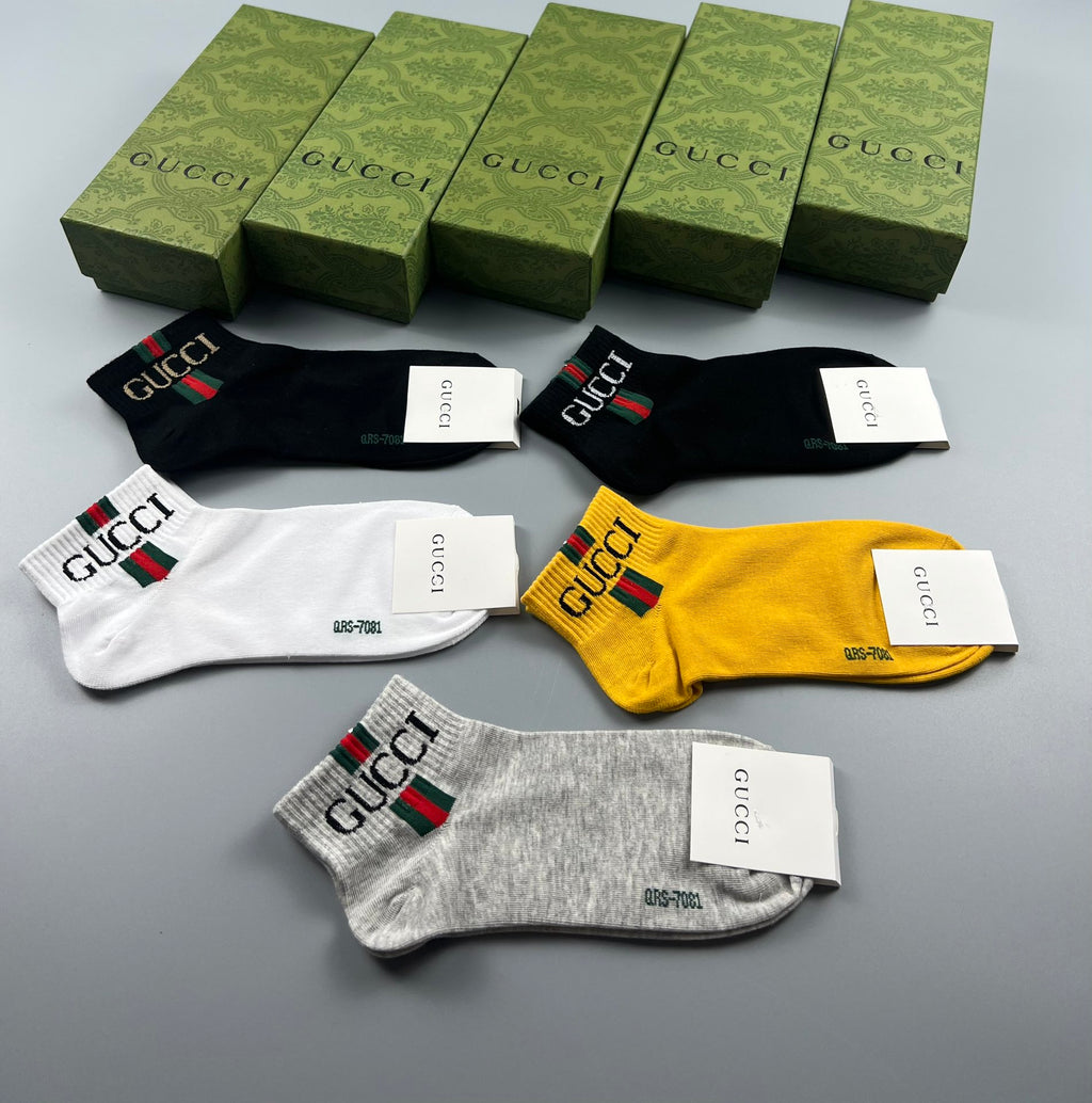 Gucci Color-Pop Logo Crew Socks - Box of 5 Pairs