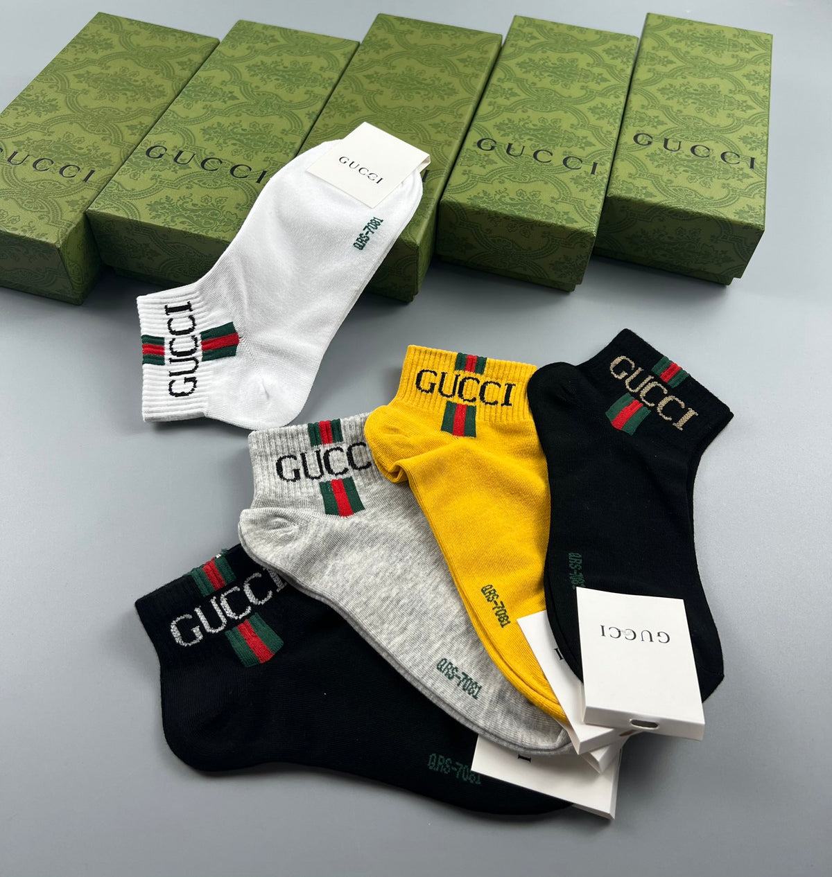 Gucci Color-Pop Logo Crew Socks - Box of 5 Pairs