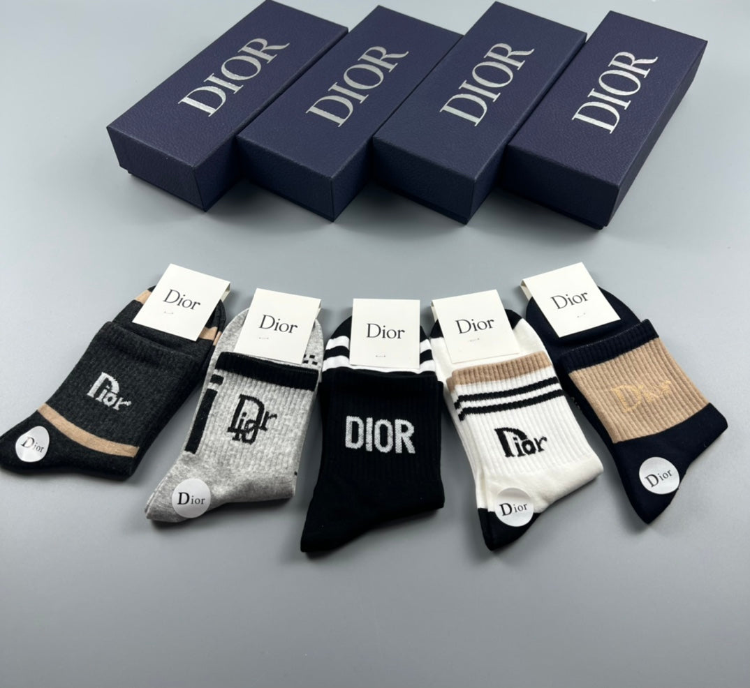Dior Mixed Logo Logo Socks - 5-Pair Box