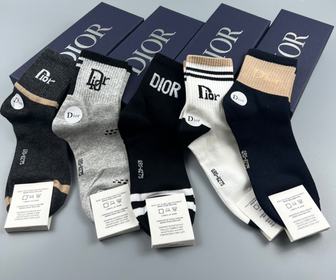 Dior Cotton Short Socks - 5-Pair Pack