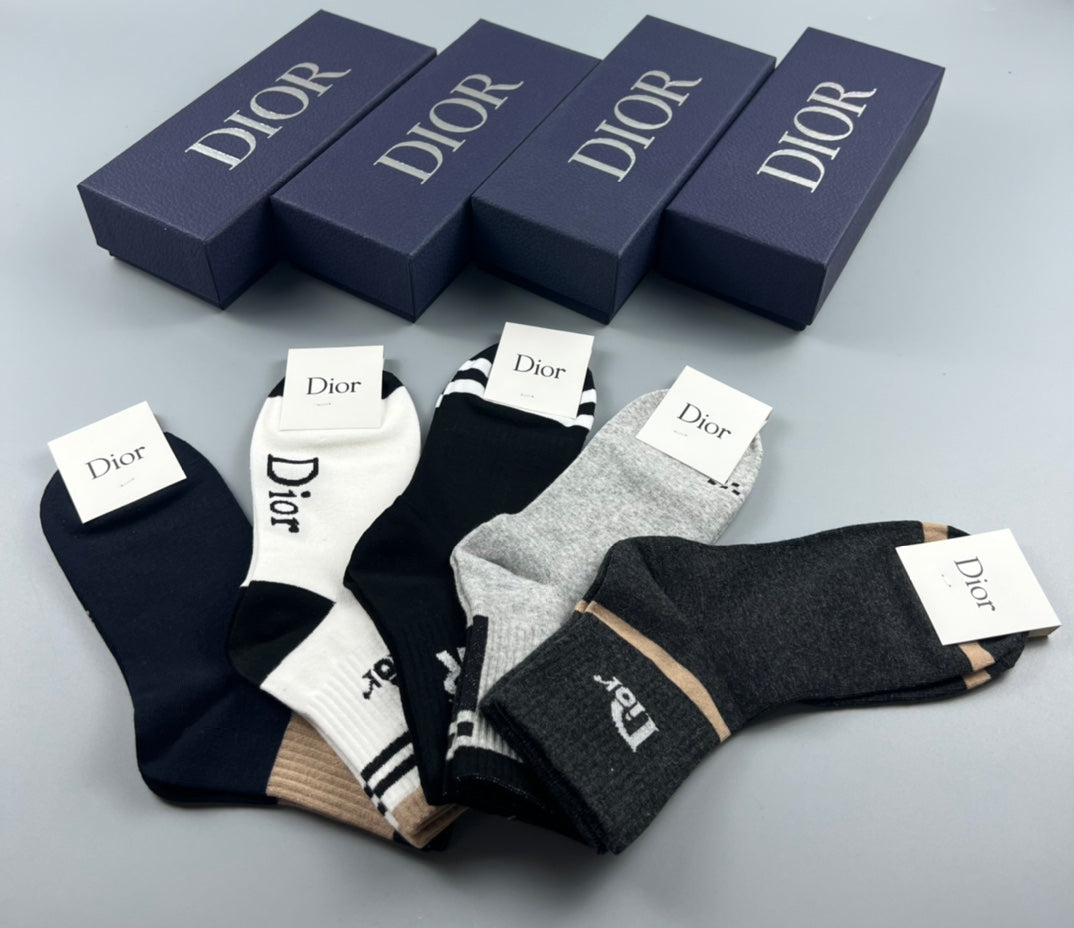 Dior Cotton Crew Socks - 5-Pair Pack