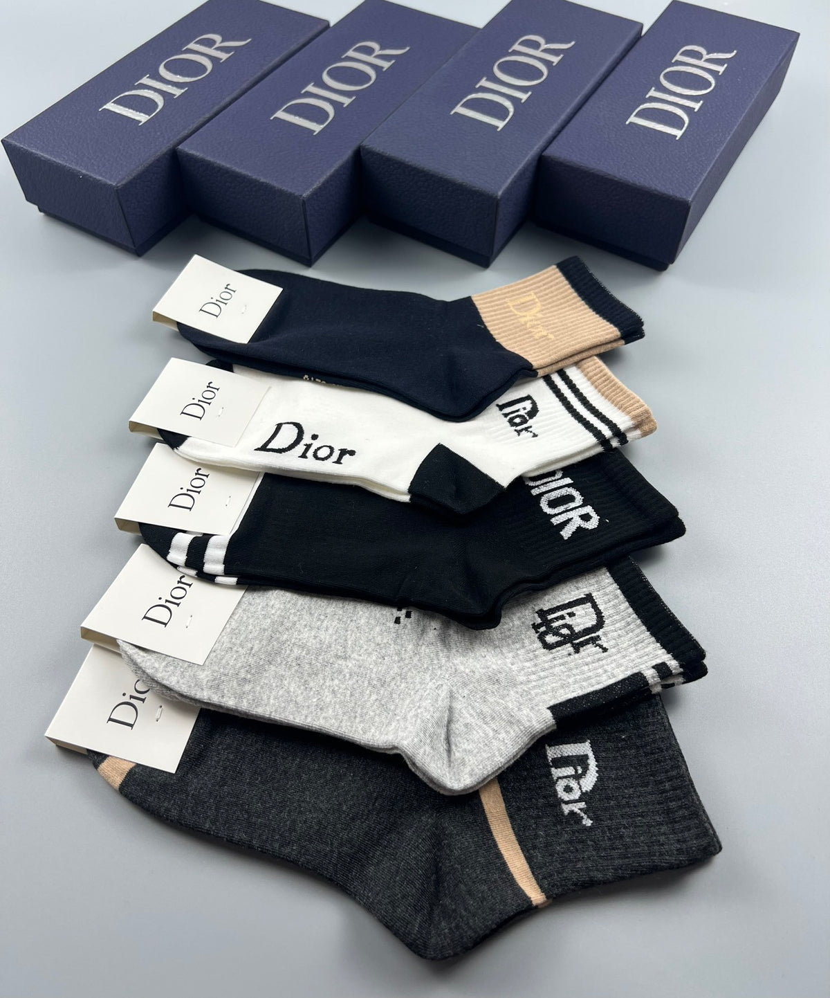 Dior Cotton Short Socks - 5-Pair Pack