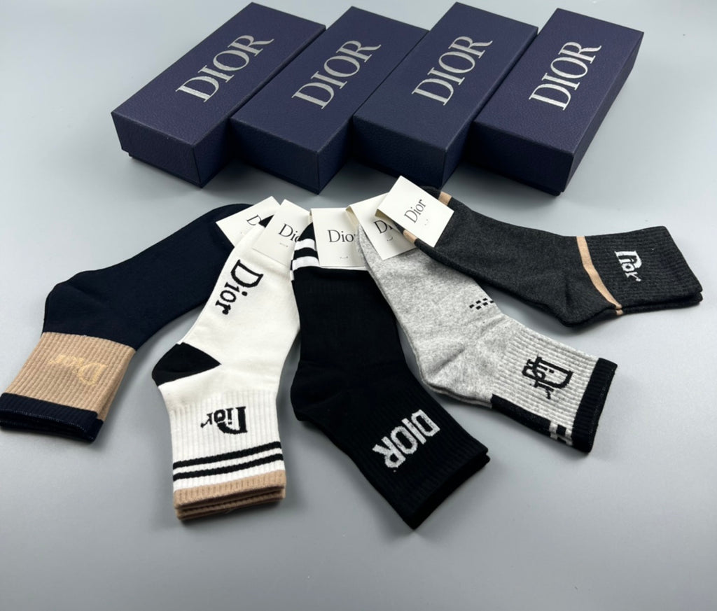 Dior Mixed Logo Logo Socks - 5-Pair Box